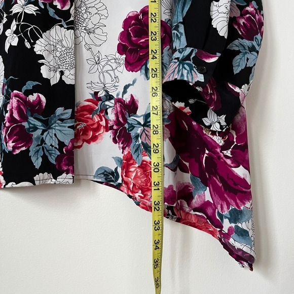 Chico's Mixed Print Bold Dark Floral Button Up Tunic Top Womens 3 US 16 /18 - Picture 5 of 10